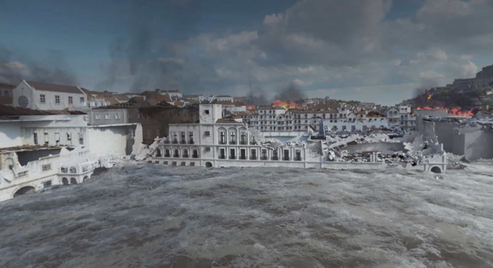 Simulação de terramoto e marmoto em Lisboa de 1755