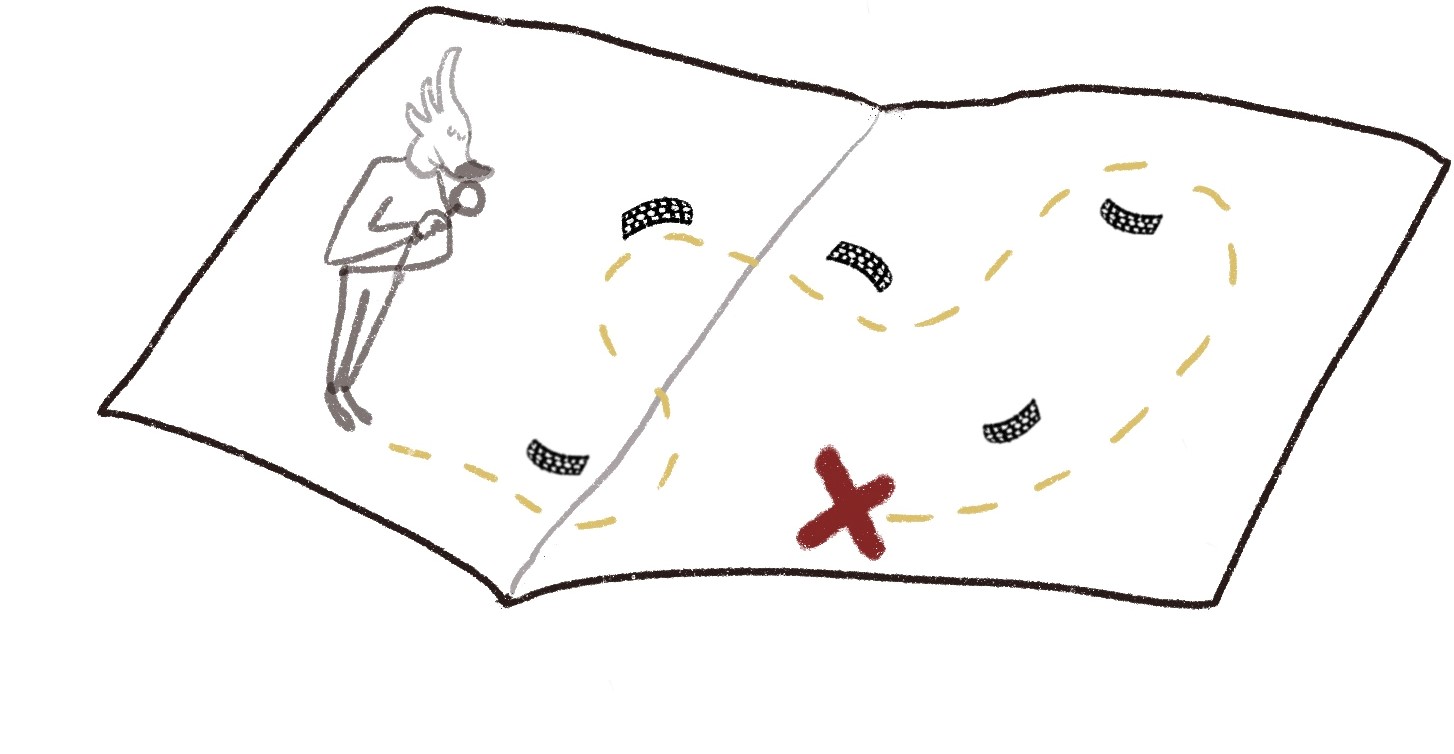 desenho de mapa com pistas
