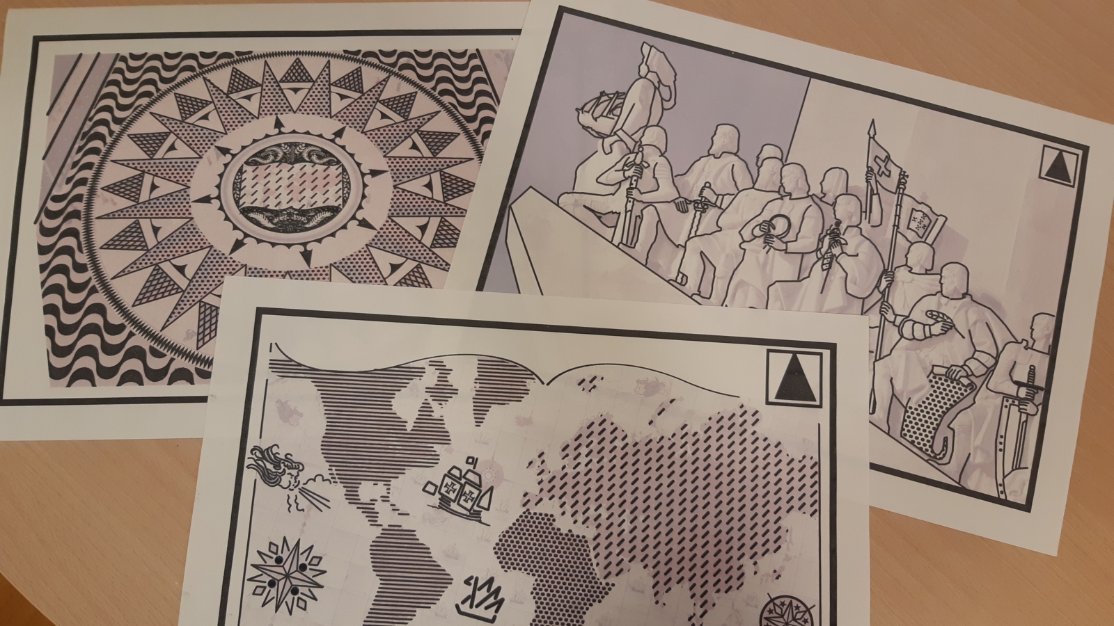 materiais táteis com imagens do Padrão dos Descobrimentos