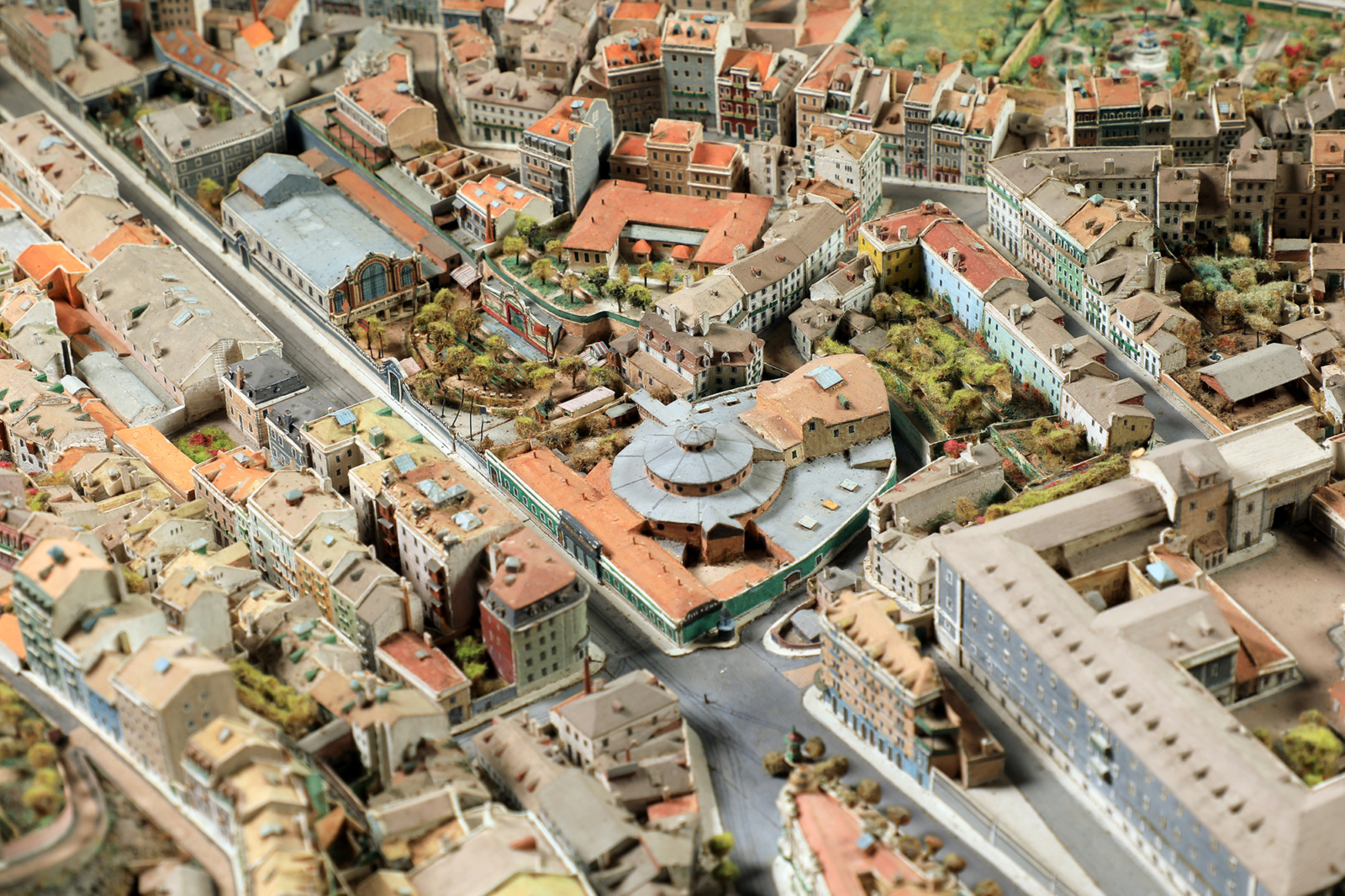 Detalhe de vista de topo de maqueta de Lisboa